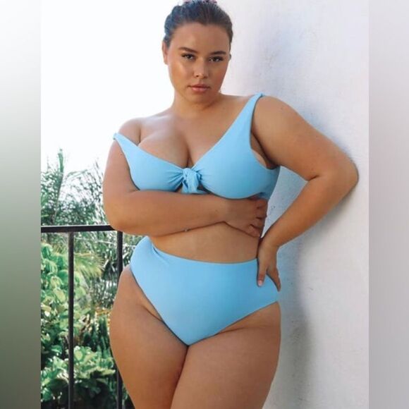 NWT FASHION-NOVA 3X- Light Blue For Eternity Bikini Top - Picture 1 of 10